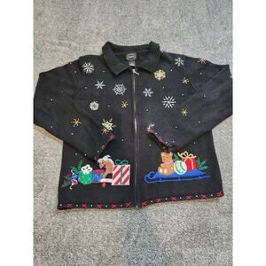 Designers Originals Studio Women's‎ Christmas Sweater with Santa Medium